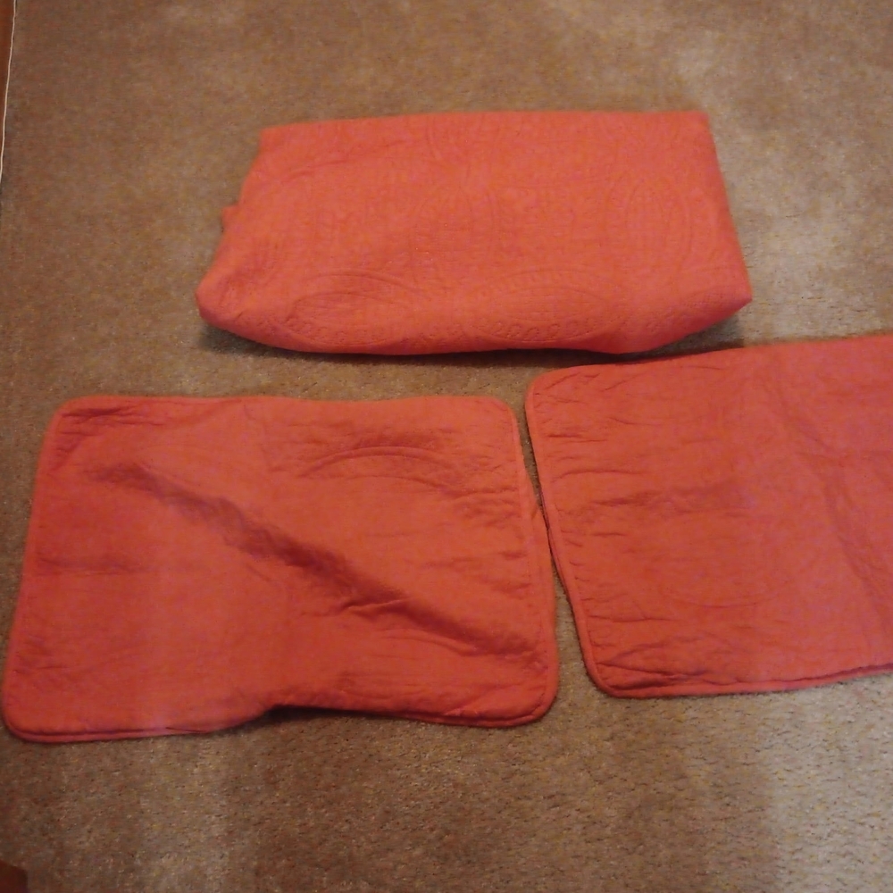 Coral Quilted Pillow Shams Set